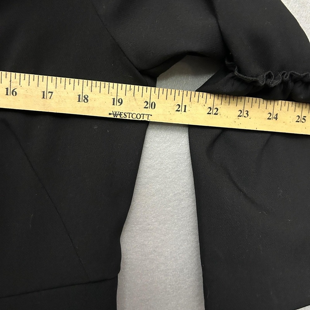 ZARA BASIC Black Bell Sleeve Cropped Blazer Jacket Open Front Size L Work Party - Picture 6 of 14